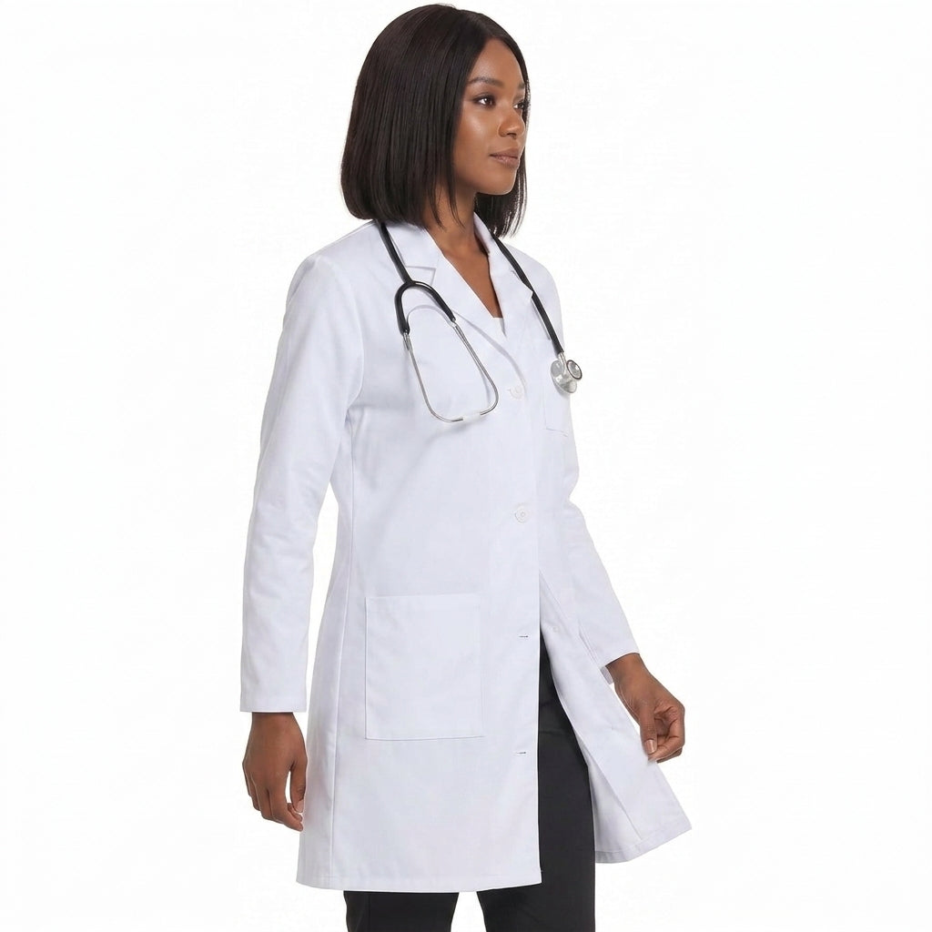 Professional White Lab Coat for Women, 3 Pocket, Long Sleeve
