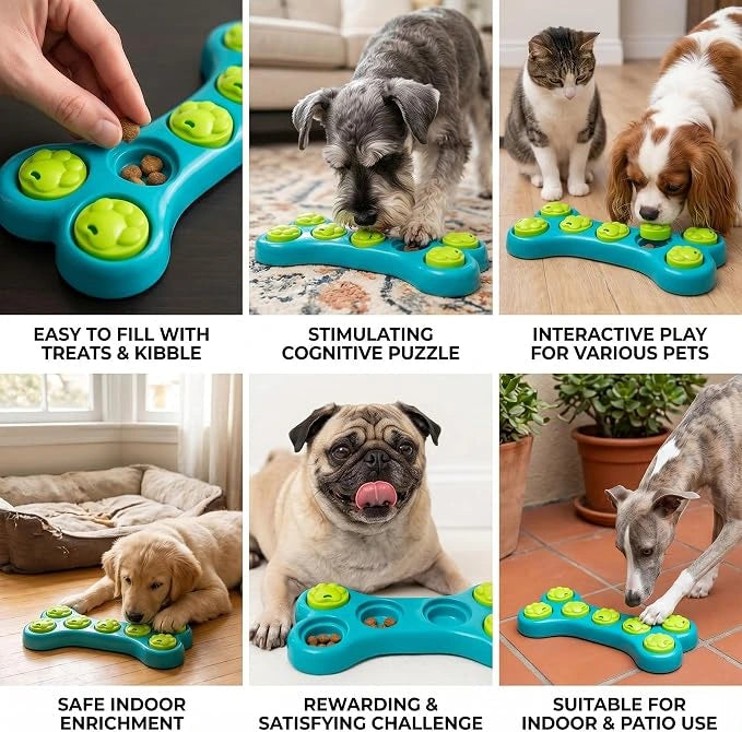 Pet Puzzle Toy, Slow Feeder Treat Dispenser Bowl for Cats & Dogs