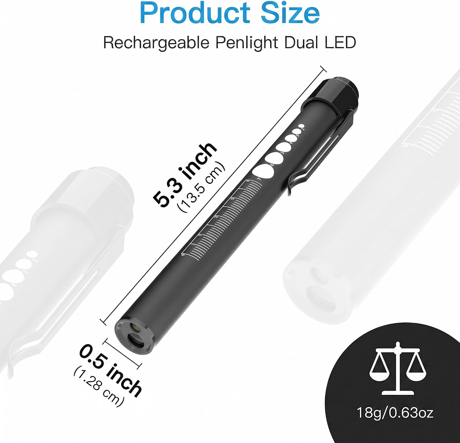 Rechargeable Penlight with Pupil Gauge Aluminum LED Nurse Doctor Light | Mini USB-C