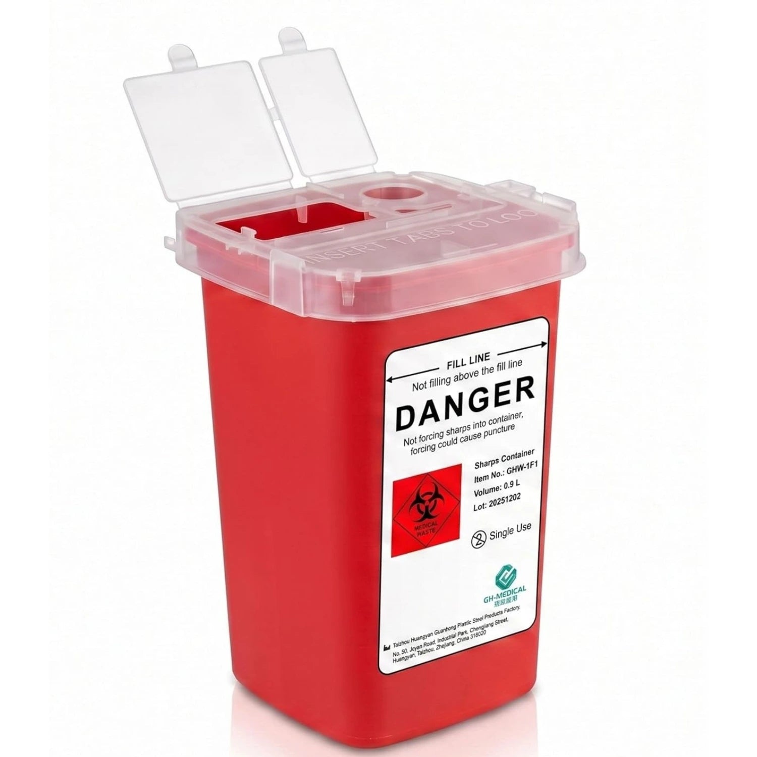 Sharps Container 1 Quart, Biohazard Needle Disposal (Pack of 6)