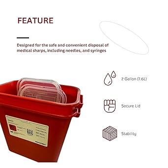 2-Gallon Sharps Container with Secure Lid and Free-Standing Design 24/cs