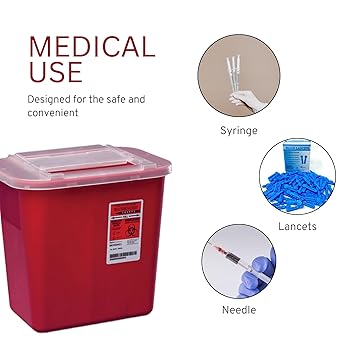 2-Gallon Sharps Container with Secure Lid and Free-Standing Design 24/cs