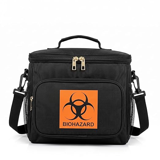 Medical Specimen Transport Bag, Insulated Biohazard Cooler Tote 10 x 7 x 8in