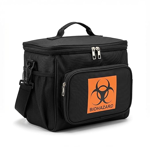 Medical Specimen Transport Bag, Insulated Biohazard Cooler Tote 10 x 7 x 8in