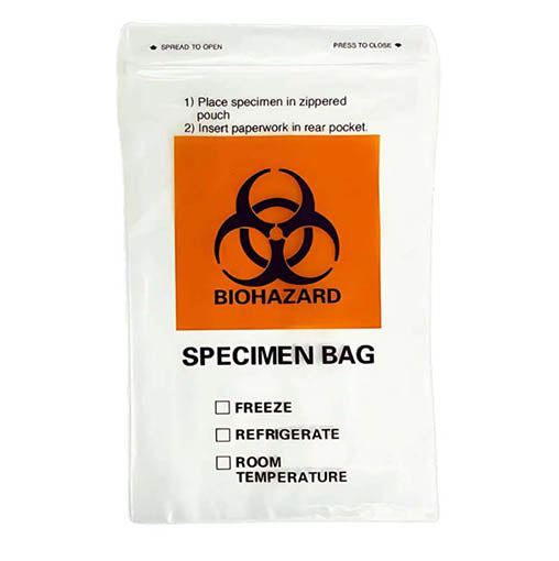 Biohazard Specimen Transport Bags – 6 x 9 Inch, 5 Mil | Dual Pocket Ziplock