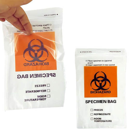 Biohazard Specimen Transport Bags – 6 x 9 Inch, 5 Mil | Dual Pocket Ziplock