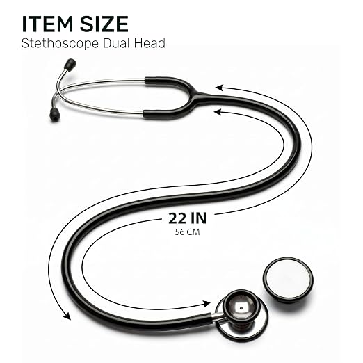 Medical Stethoscope Dual Head 22in, Turnable Diaphragm Chestpiece