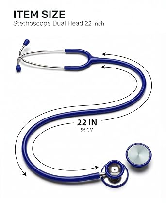 Medical Stethoscope Dual Head 22in, Turnable Diaphragm Chestpiece