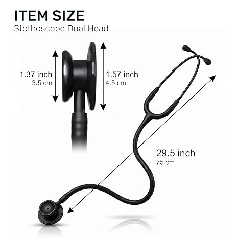 Medical Stethoscope Dual Head 29.5in, Turnable Bell & Diaphragm Chestpiece