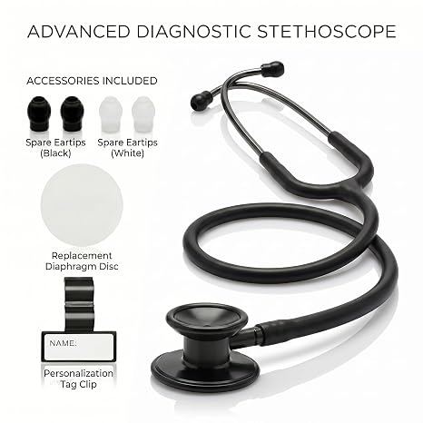 Medical Stethoscope Dual Head 29.5in, Turnable Bell & Diaphragm Chestpiece