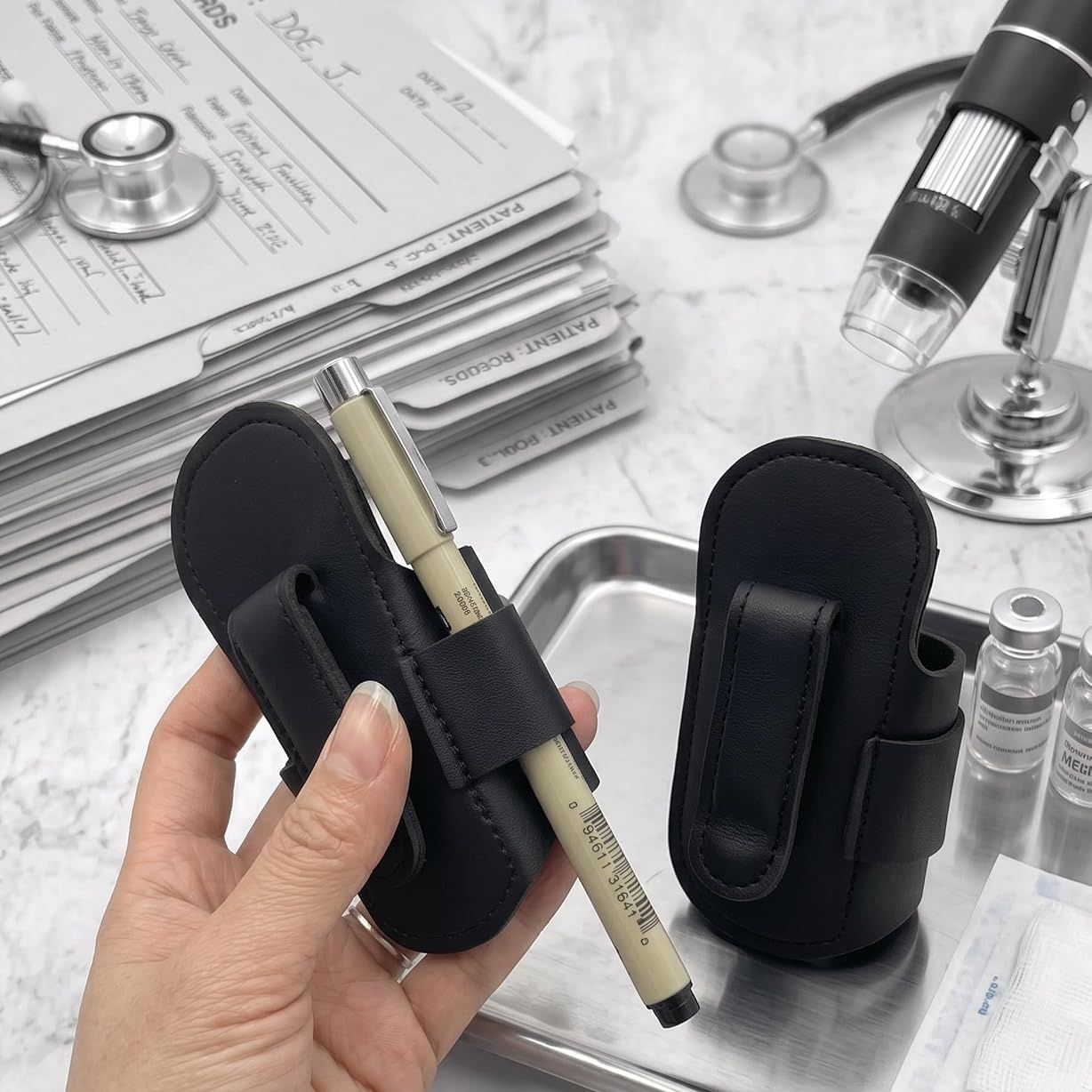 PU Leather Stethoscope Holder Hip Clip