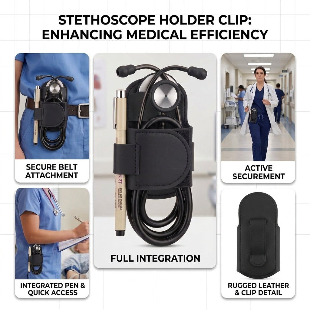 PU Leather Stethoscope Holder Hip Clip