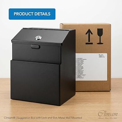 Suggestion Box with Lock and Slot – Wall Mount Metal Collection Box