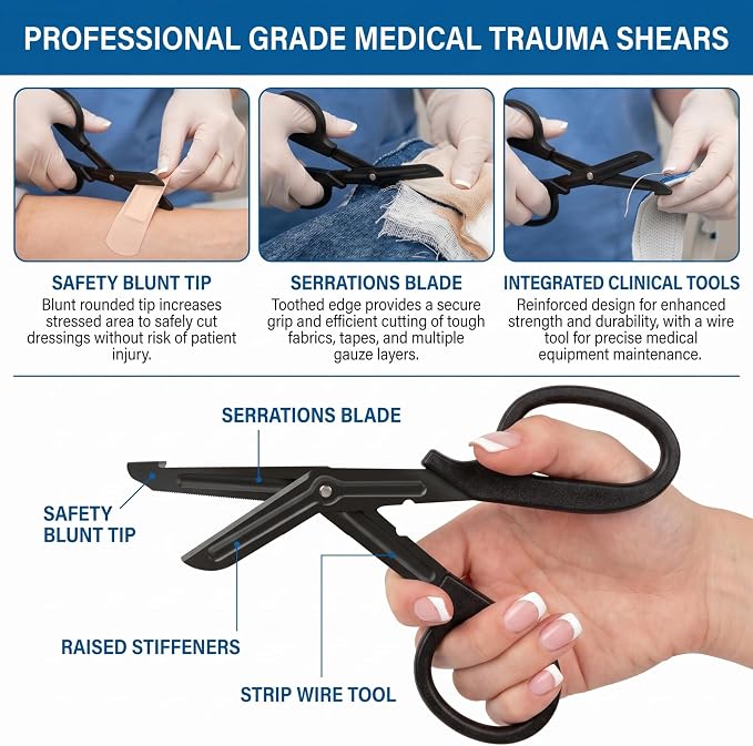 7.5in Trauma Shears 4pack, Stainless Steel Bandage Scissors